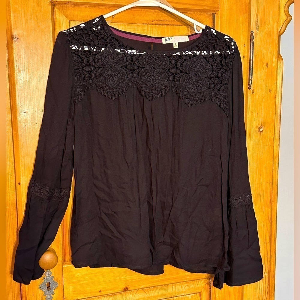 Jolt Black Blouse Lace Accents Whimsigoth Fairygoth Romantic Long Sleeve Size S